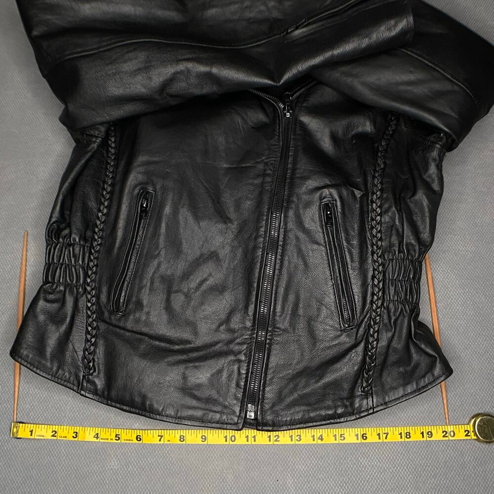 Silver Bike Genuine Leather Moto Jacket Women Sz XL Black Braiding - Picture 10 of 15